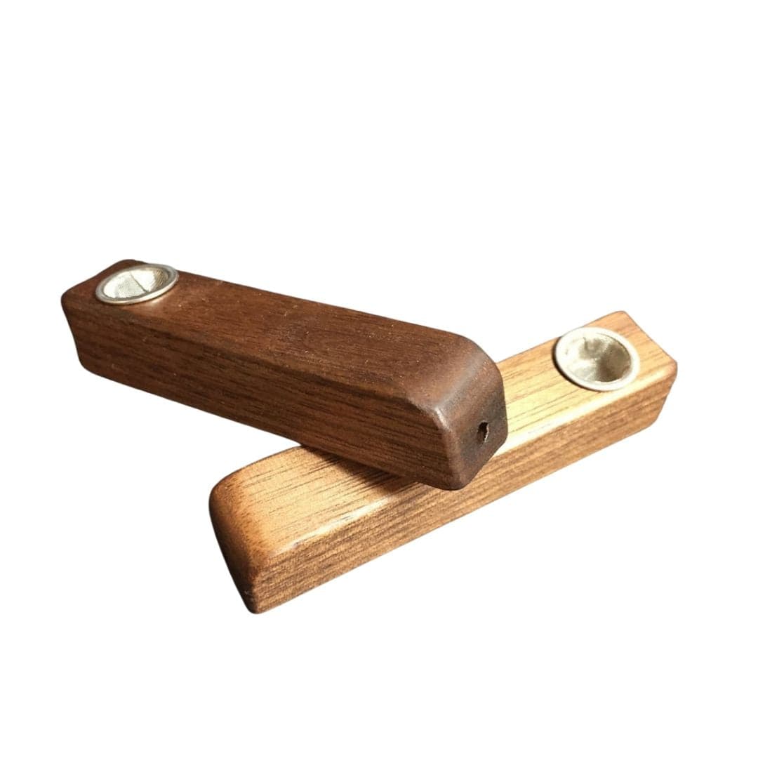 Wood Hand Pipe - Faceted Tombstone Shape Pipe With Multiple Hardwoods