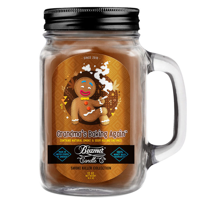 Candle Beamer Smoke Killer Collection Grandma's Baking Again Large Glass Mason Jar 12oz - Beamer