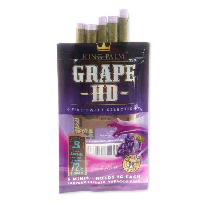 RTL - King Palm Mini Flavored Leaf Tubes Grape HD 5 Per Pack - King Palm