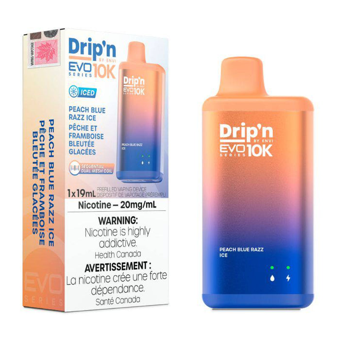 *EXCISED* RTL - Disposable Vape Drip'n by Envi EVO 10K Peach Blue Razz Ice 19ml - Drip'n