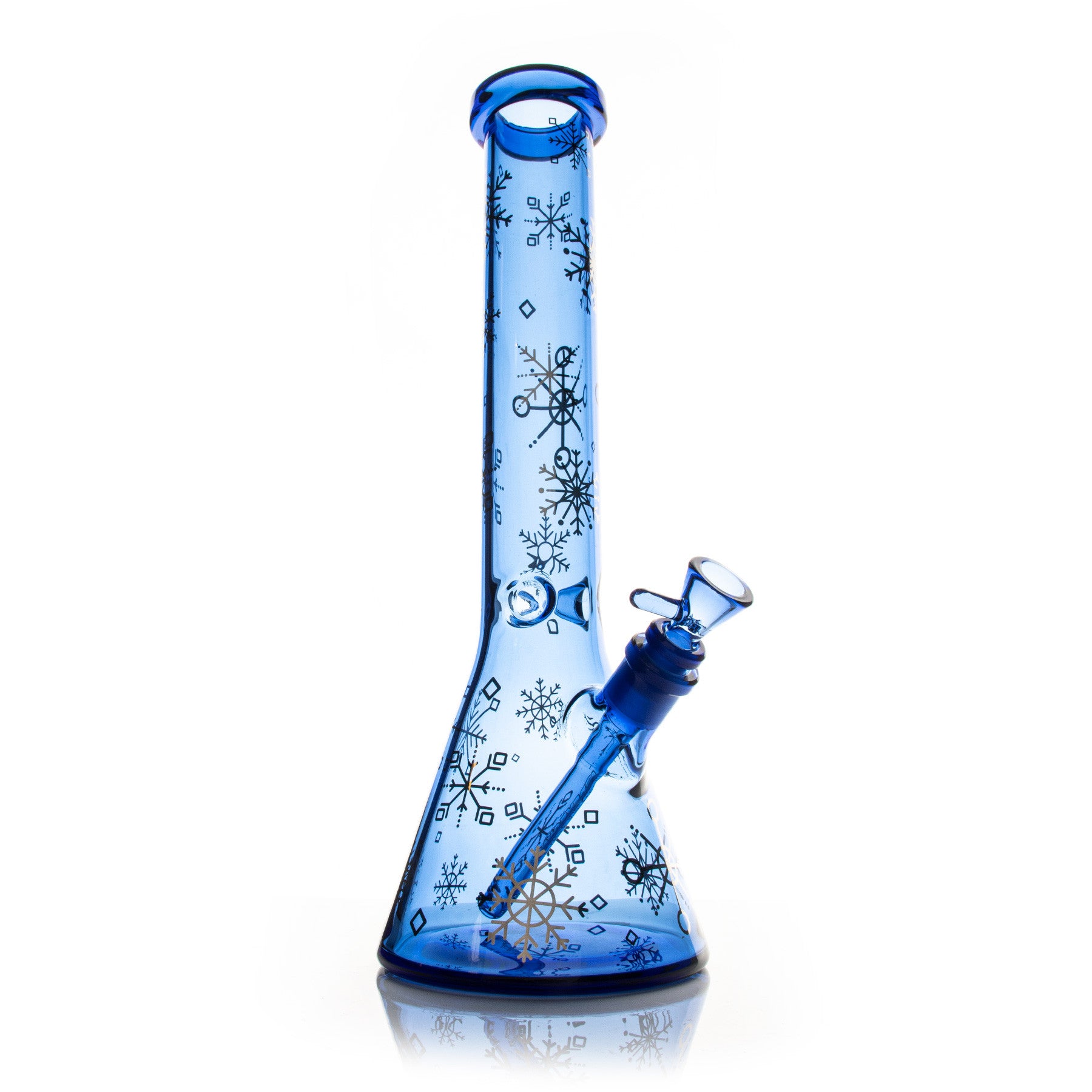 Glass Bong Red Eye Glass Tall Sapphire Blue Winter Wonderland Beaker Base W/Full Wrap Decal 15