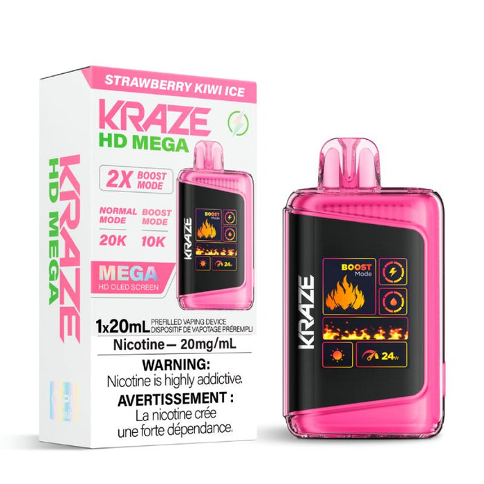 Federal *EXCISED* RTL - Disposable Vape Kraze Kraze HD Mega Strawberry Kiwi Ice