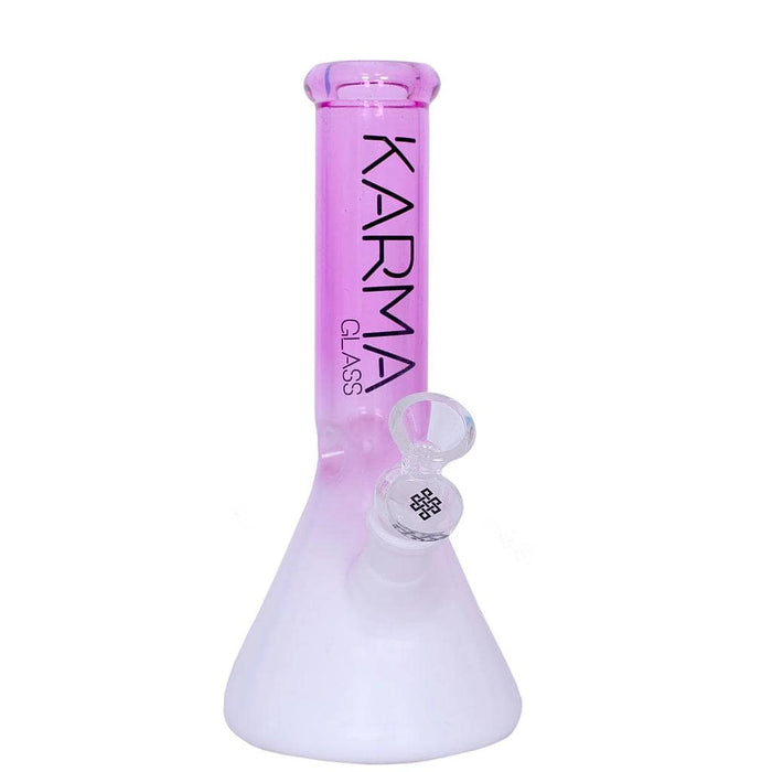 Glass Bong Karma 9" Beaker Two Toned Pink and White - Karma