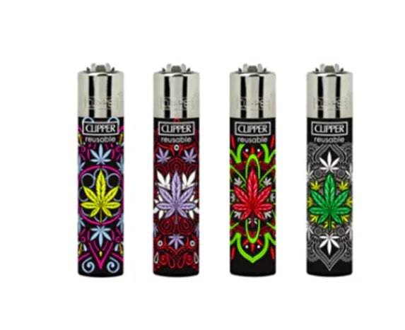 RTL - Disposable Lighters Clipper Large Printed Cannabis Mandalas - Clipper