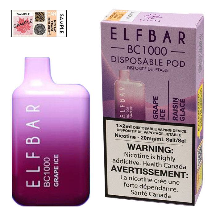 *EXCISED* RTL - Elf Bar Disposable Vape BC1000 650mAh Grape Ice - Elf Bar