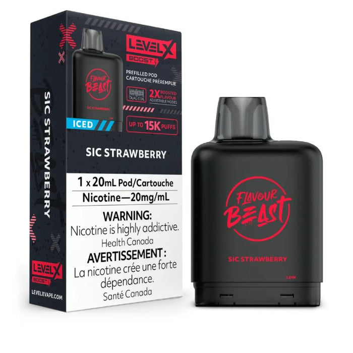 *EXCISED* RTL - Disposable Vape Flavour Beast Level X Boost Pod Sic Strawberry Iced 20ml - Flavour Beast