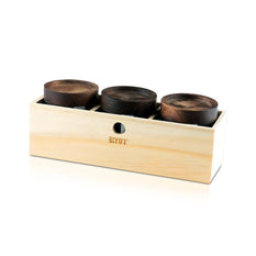 RYOT Jar Box with 3 Black Jars with Walnut Lid - Ryot