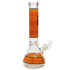 Glass Bong - 14" 7mm Beaker Plaid Orange - Infyniti