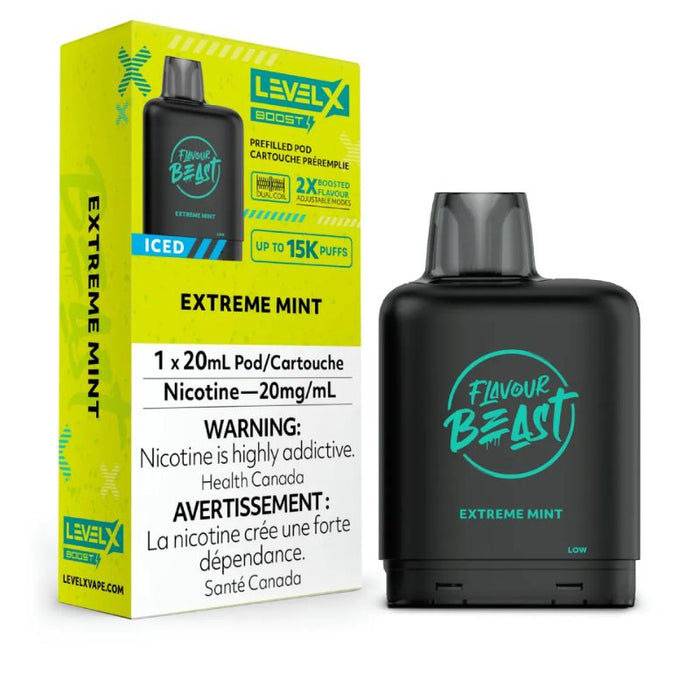 *EXCISED* RTL - Disposable Vape Flavour Beast Level X Boost Pod Extreme Mint Iced 20ml - Flavour Beast