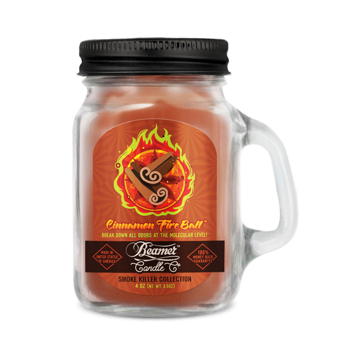 Candle Beamer Double Shot Smoke Killer Collection Cinnamon Fireball Small Glass Mason Jar 4oz - Beamer