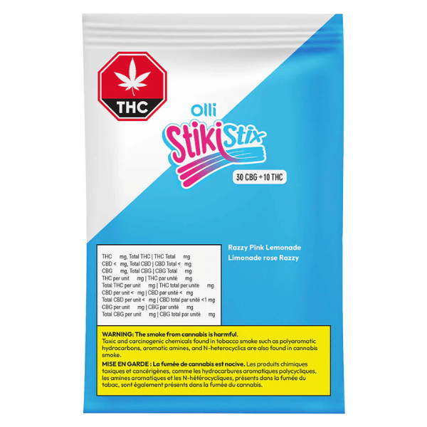 Edibles Solids - MB - Olli StikiStix Sour Razzy Pink Lemonade 1-3 THC- CBG Gummies - Format: