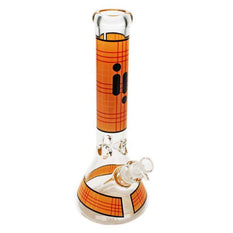 Glass Bong - 14" 7mm Beaker Plaid Orange - Infyniti