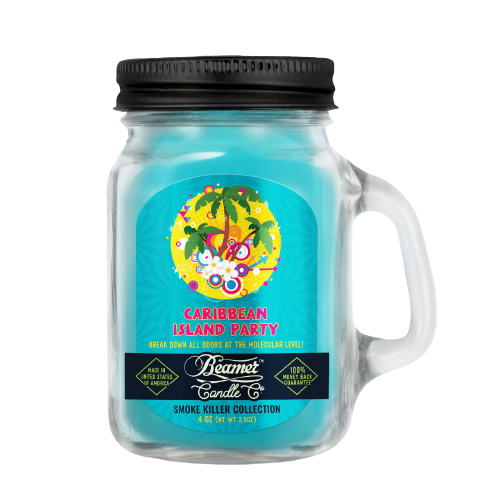 Candle Beamer Double Shot Smoke Killer Collection Caribbean Island Party Small Glass Mason Jar 4oz - Beamer