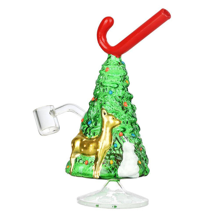 Glass Rig Christmas Tree w/ Candy Cane 7.25" - Unbranded