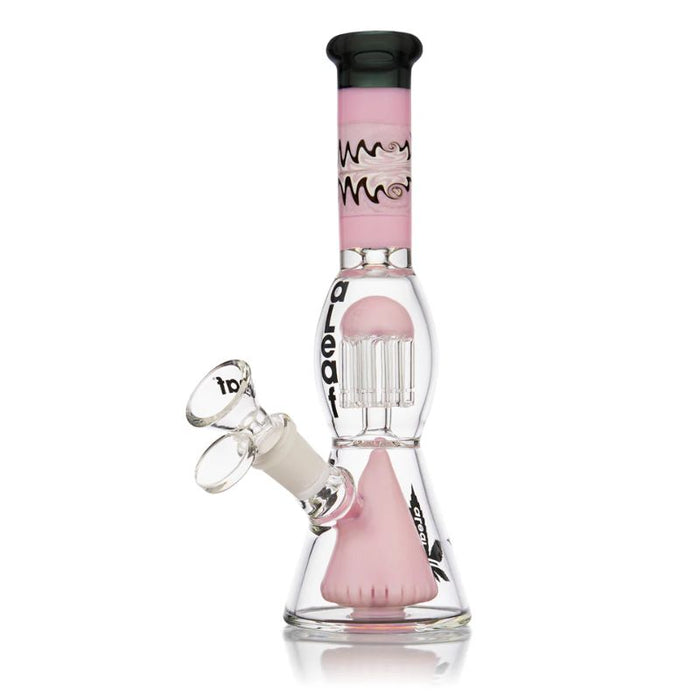 Glass Bong Aleaf Wig Wag Pryramid Perk 8"