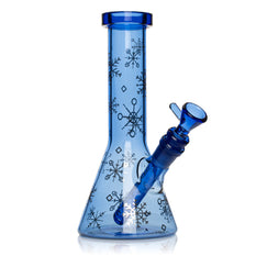 Glass Bong Red Eye Glass Sapphire Blue Winter Wonderland Beaker Base W/Full Wrap Decal 8.5"