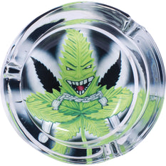 RTL - Ashtrays Fujima Round Glass 3.5" "Monster Leaf" Designs