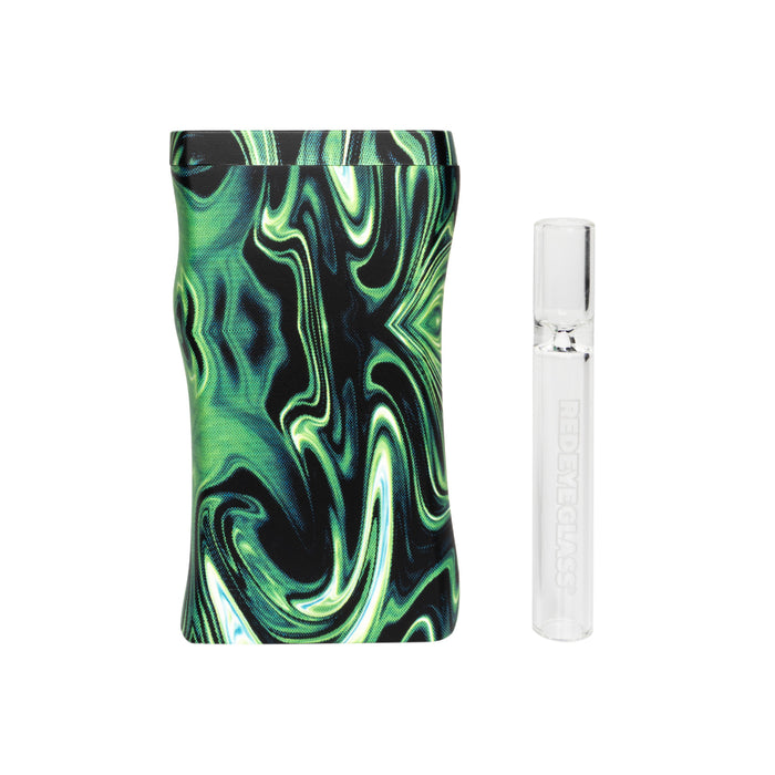 Dugout Red Eye Glass Green Swirl Design