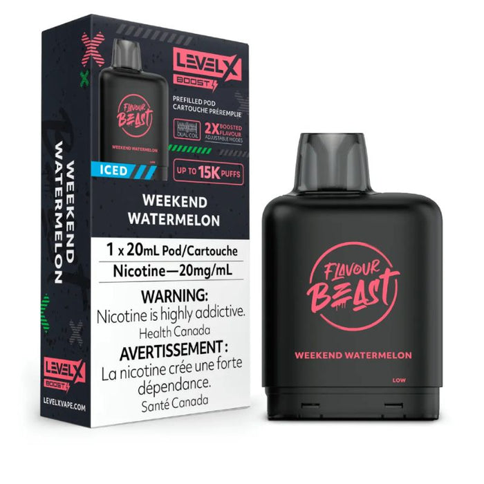 *EXCISED* RTL - Disposable Vape Flavour Beast Level X Boost Pod Weekend Watermelon Iced 20ml - Flavour Beast