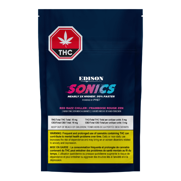 Edibles Solids - SK - Edison Sonics Red Razz Chiller 1-1 THC-CBD Gummies - Format: