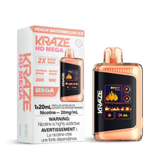 *EXCISED* RTL - Disposable Vape Kraze HD Mega 20k Puff Peach Watermelon Ice