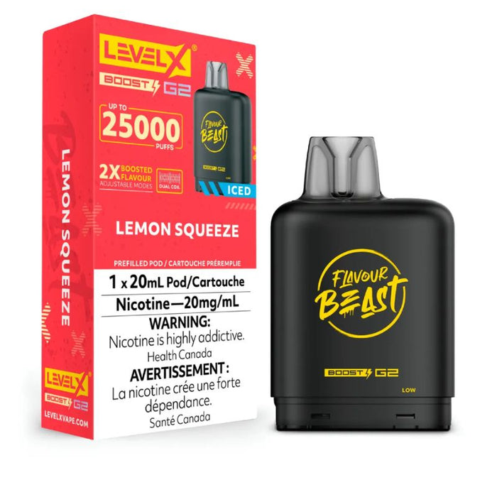 Federal *EXCISED* RTL - Nicotine Pod Flavour Beast Level X Boost G2 Lemon Squeeze