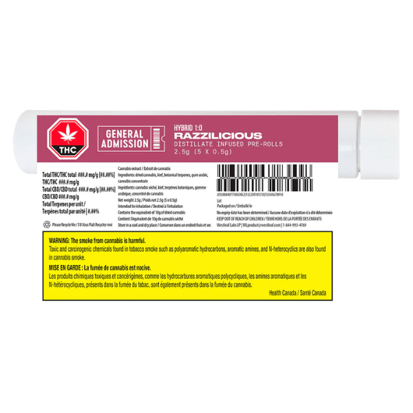 Extracts Inhaled - SK - General Admission Razzilicious Distillate Infused Pre-Roll - Format: - General Admission