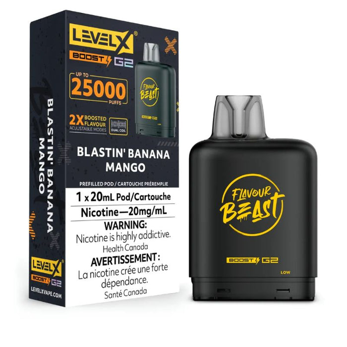 Federal *EXCISED* RTL - Nicotine Pod Flavour Beast Level X Boost G2 Blastin' Banana Mango