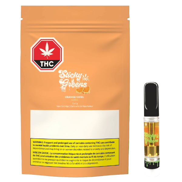 Extracts Inhaled - SK - Sticky Greens Orange Swirl THC 510 Vape Cartridge - Format: - Sticky Greens