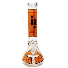 Glass Bong - 14" 7mm Beaker Plaid Orange - Infyniti