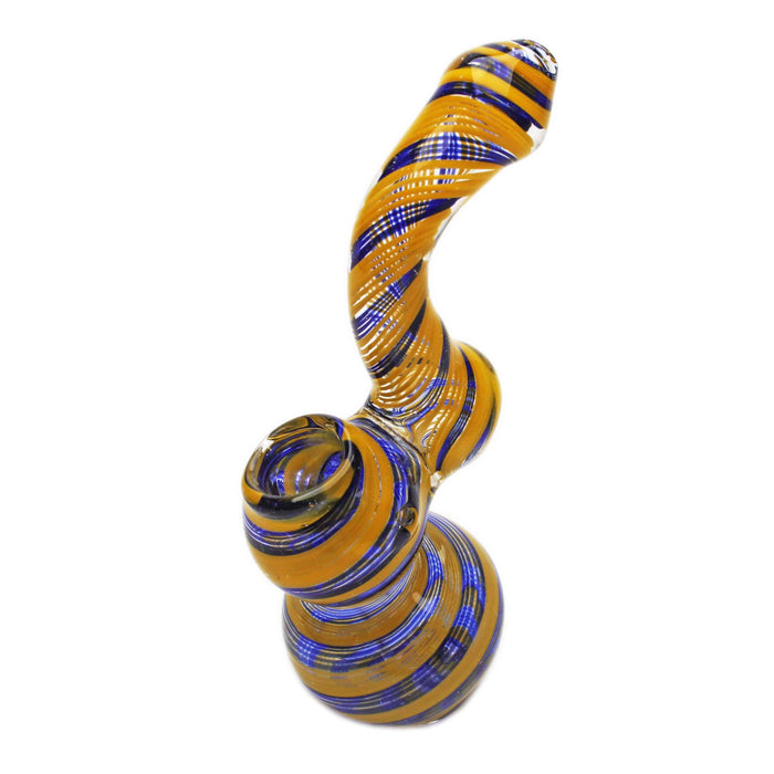 Glass Bubbler Genuine Pipe Co Stand Up Bubbler Color Swirl Yellow - Genuine Pipe Co.
