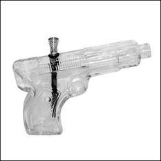 Glass Bong 8" Pistol Shaped Metal Bowl - Unbranded