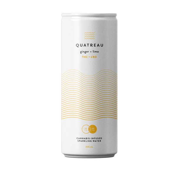 Edibles Non-Solids - MB - Quatreau Ginger & Lime Sparkling 1-1 THC-CBD 2mg Beverage - Format: - Quatreau