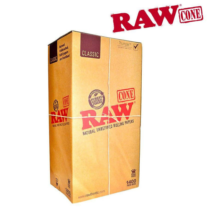 Raw Classic Natural Unrefined Pre-Rolled King Size Cones - Bulk Box/1400 - Raw