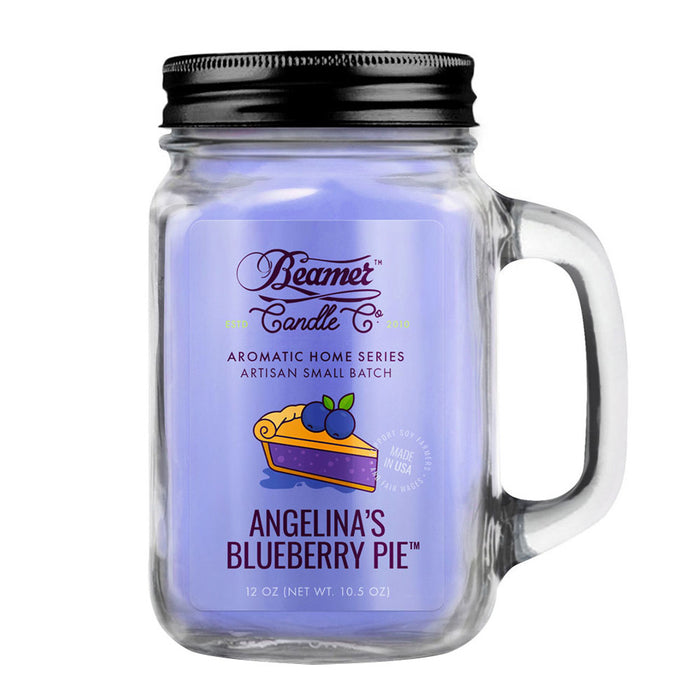 Candle Beamer Aromatic Home Series Angelina's Blueberry Pie Large Glass Mason Jar 12oz - Beamer