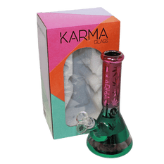 Glass Bong Karma 9" Beaker Metallic Purple and Green - Karma