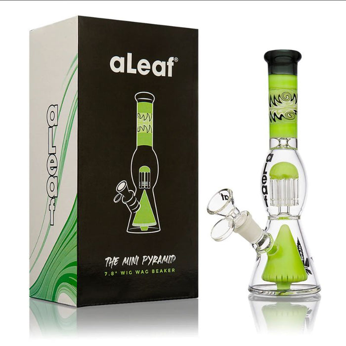 Glass Bong Aleaf Wig Wag Pryramid Perk 8"