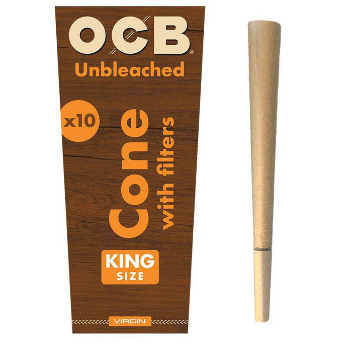 RTL - Rolling Papers OCB Virgin Unbleached Pre-Rolled King Size Cones 10-Pack - OCB