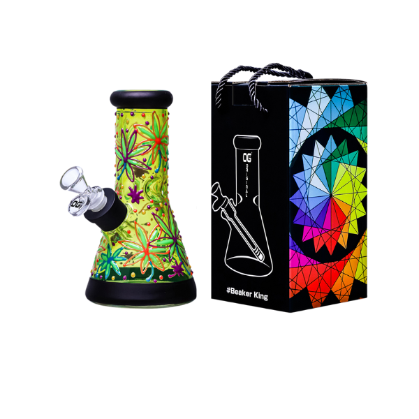 Glass Bong OG Leaves Design 7mm Beaker 8