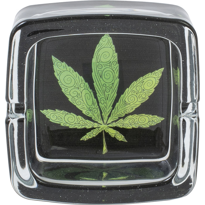 RTL - Ashtrays Fujima Square Glass Leaf Design