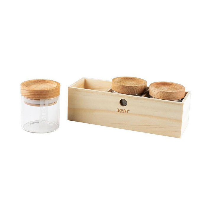 RYOT Jar Box with 3 Clear Jars with Beech Lid - Ryot