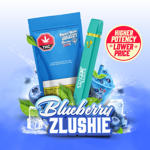 Extracts Inhaled - MB - Papa's Herb Blueberry Zlshie Liquid Diamond THC Disposable Vape - Format: - Papa's Herb