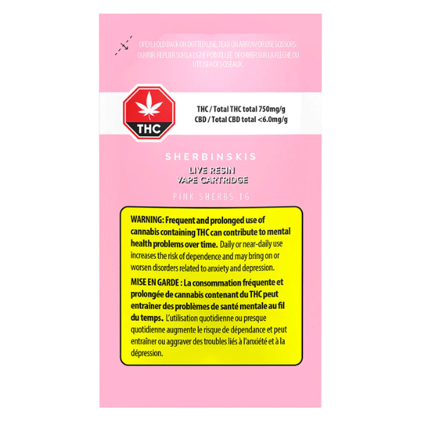 Extracts Inhaled - MB - Sherbinskis Pink Sherbs Live Resin THC 510 Vape Cartridge - Format: - Sherbinskis