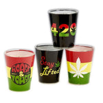 Set of 4 Roast and Toast 420 Design Shot Glasses - Roasted and Toasted