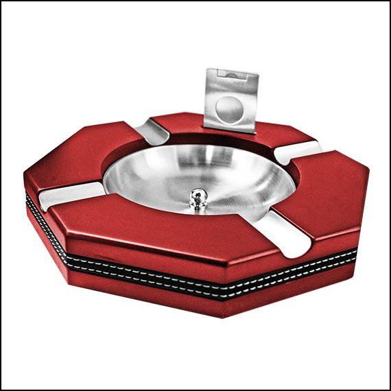 Ash Tray Hexagon With Cutter Red - thejointcannabis