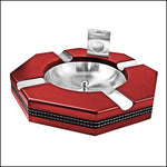Ash Tray Hexagon With Cutter Red - thejointcannabis