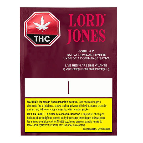 Extracts Inhaled - MB - Lord Jones Gorilla Z Live Resin THC 510 Vape Cartridge - Format: