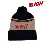 Raw Pompom Hat Black/Brown - Raw