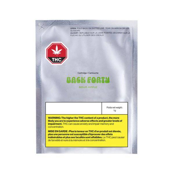 Extracts Inhaled - SK - Back Forty Sour Apple THC 510 Vape Cartridge - Format: - Back Forty