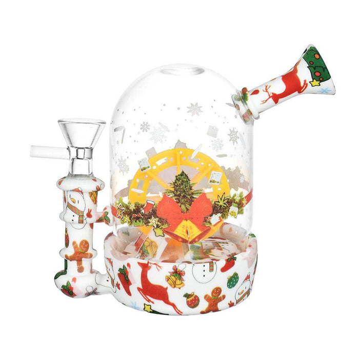 Glass Bong Christmas Waterwheel Bell Jar Water Pipe 4.5" - Unbranded